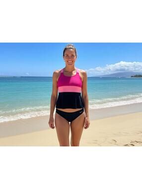 New Nike Women's Black And Pink Swim Tankini Set Size M